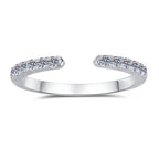 Korean-style trendy 925 sterling silver open ring for women; stackable row-style design, 18K gold-plated, versatile Moissanite silver jewelry.