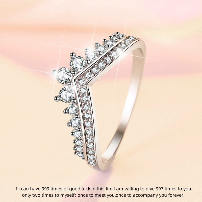 S925 Sterling Silver Princess Crown Ring – Elegant, Girlish, and Stackable