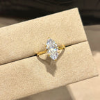 辉之翼珠宝2025新款925银镀金714马眼钻戒欧美ins风结婚戒戒指环