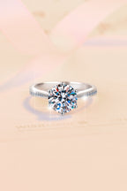 GRA Moissanite Ring – 925 Sterling Silver, Adjustable Open Band, Classic Six-Prong Crown Setting