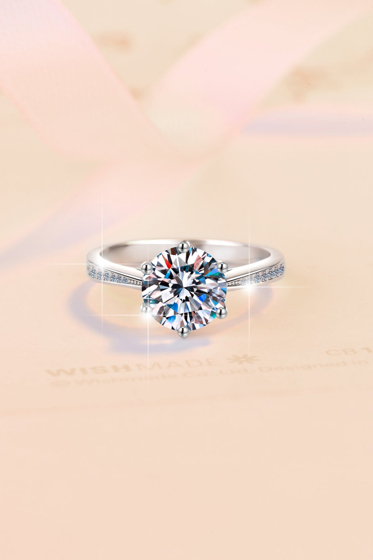 GRA Moissanite Ring – 925 Sterling Silver, Adjustable Open Band, Classic Six-Prong Crown Setting
