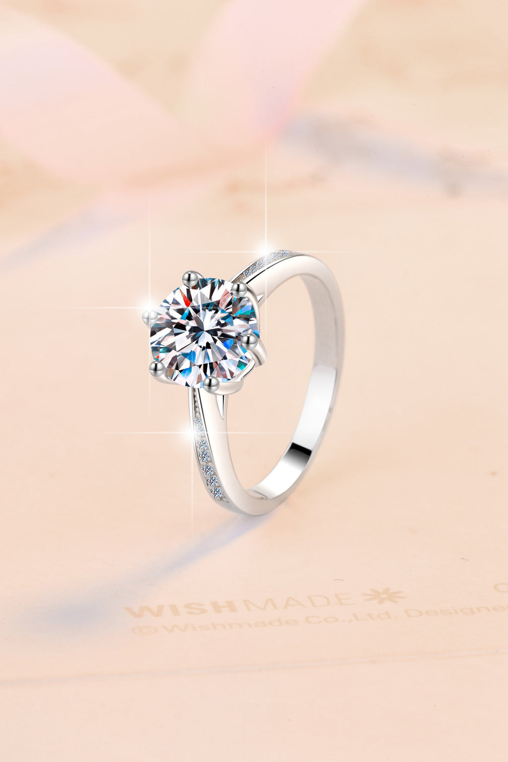 GRA Moissanite Ring – 925 Sterling Silver, Adjustable Open Band, Classic Six-Prong Crown Setting