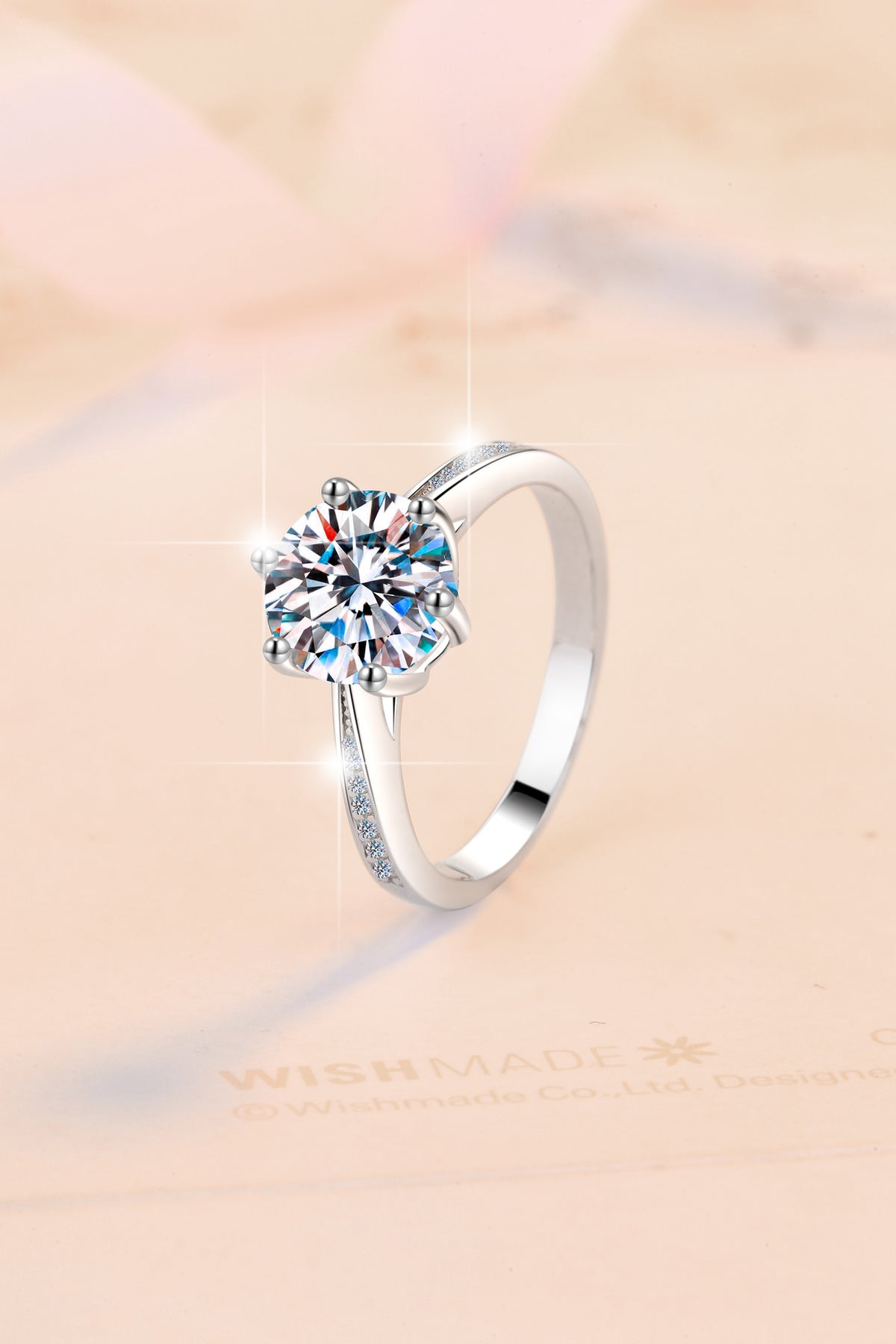 GRA Moissanite Ring – 925 Sterling Silver, Adjustable Open Band, Classic Six-Prong Crown Setting