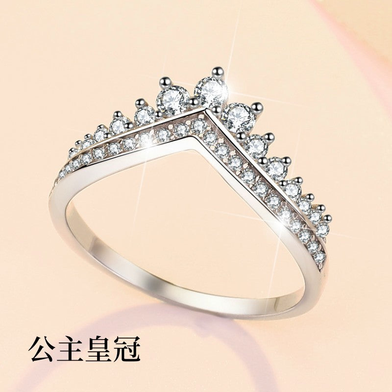 S925 Sterling Silver Princess Crown Ring – Elegant, Girlish, and Stackable