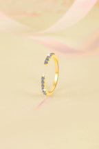 Korean-style trendy 925 sterling silver open ring for women; stackable row-style design, 18K gold-plated, versatile Moissanite silver jewelry.