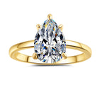 Hot-selling 925 sterling silver ring with 18K gold plating—a stylish, minimalist band featuring a pear-shaped (teardrop) moissanite.