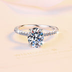 925 Sterling Silver Ring – Oval 2-Carat Moissanite "Pigeon's Egg" Style