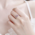GRA Moissanite Ring – 925 Sterling Silver, Adjustable Open Band, Classic Six-Prong Crown Setting