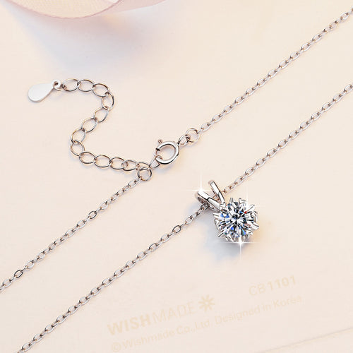 Moissanite Snowflake Pendant Necklace (1, 2, or 3 Carat) – Stylish, Minimalist, Best-Selling 925 Sterling Silver Collarbone Chain
