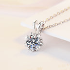 Moissanite Snowflake Pendant Necklace (1, 2, or 3 Carat) – Stylish, Minimalist, Best-Selling 925 Sterling Silver Collarbone Chain