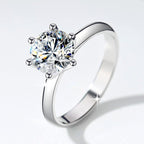 Tiffany-style 6-prong moissanite ring (1.235 carat) – simulated diamond wedding ring, S925 sterling silver band.