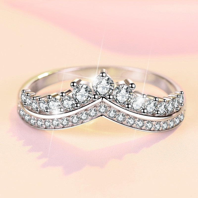 S925 Sterling Silver Princess Crown Ring – Elegant, Girlish, and Stackable