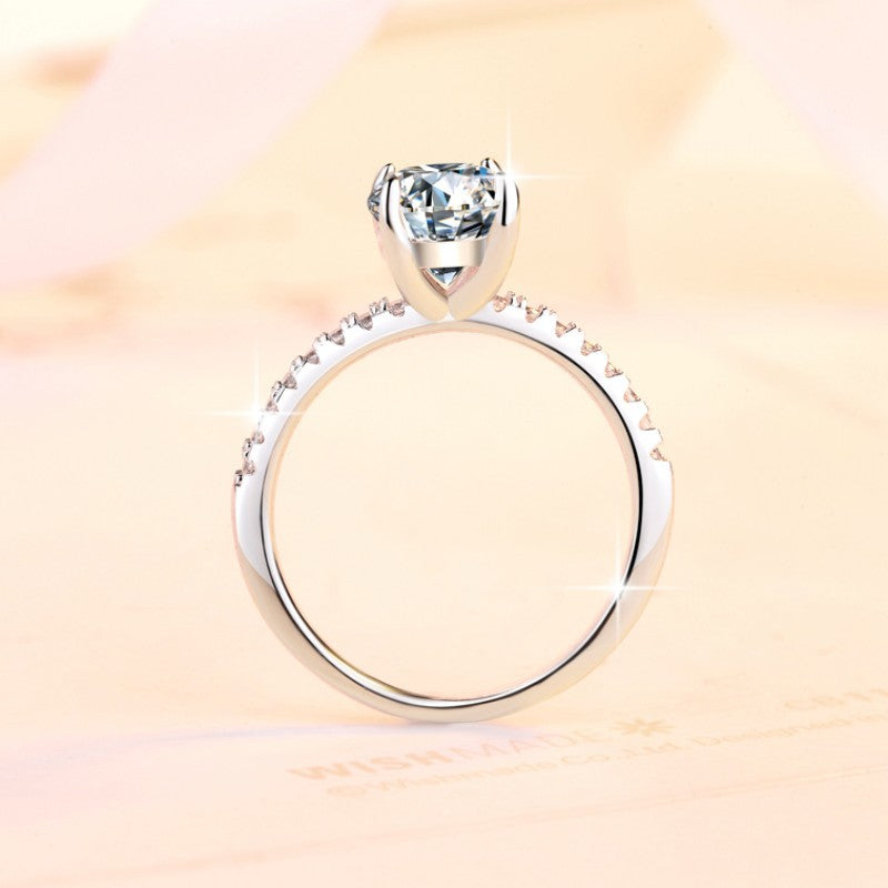 925 Sterling Silver Ring – Oval 2-Carat Moissanite "Pigeon's Egg" Style
