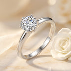 Tiffany-style 6-prong moissanite ring (1.235 carat) – simulated diamond wedding ring, S925 sterling silver band.