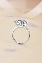 "Old Money" style S925 sterling silver ring for women—sophisticated dual-stone design featuring high-quality moissanite.