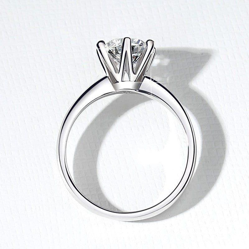 Tiffany-style 6-prong moissanite ring (1.235 carat) – simulated diamond wedding ring, S925 sterling silver band.