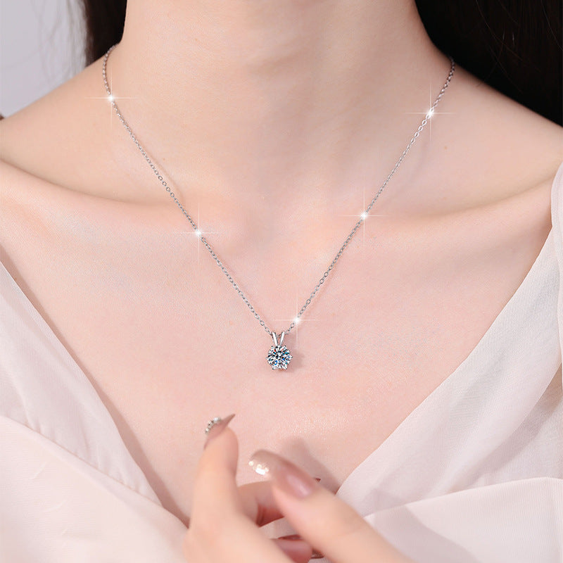 Moissanite Snowflake Pendant Necklace (1, 2, or 3 Carat) – Stylish, Minimalist, Best-Selling 925 Sterling Silver Collarbone Chain