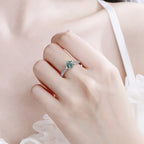 GRA Moissanite Ring – 925 Sterling Silver, Adjustable Open Band, Classic Six-Prong Crown Setting