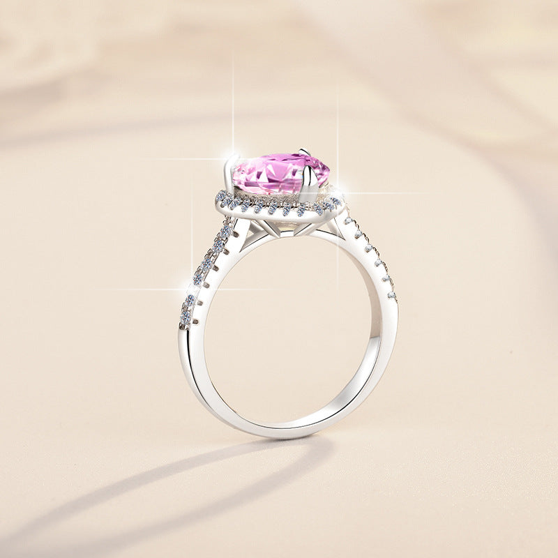 Pink Heart-Shaped Moissanite Ring – 925 Sterling Silver, Niche & Sophisticated "Affordable Luxury" Style