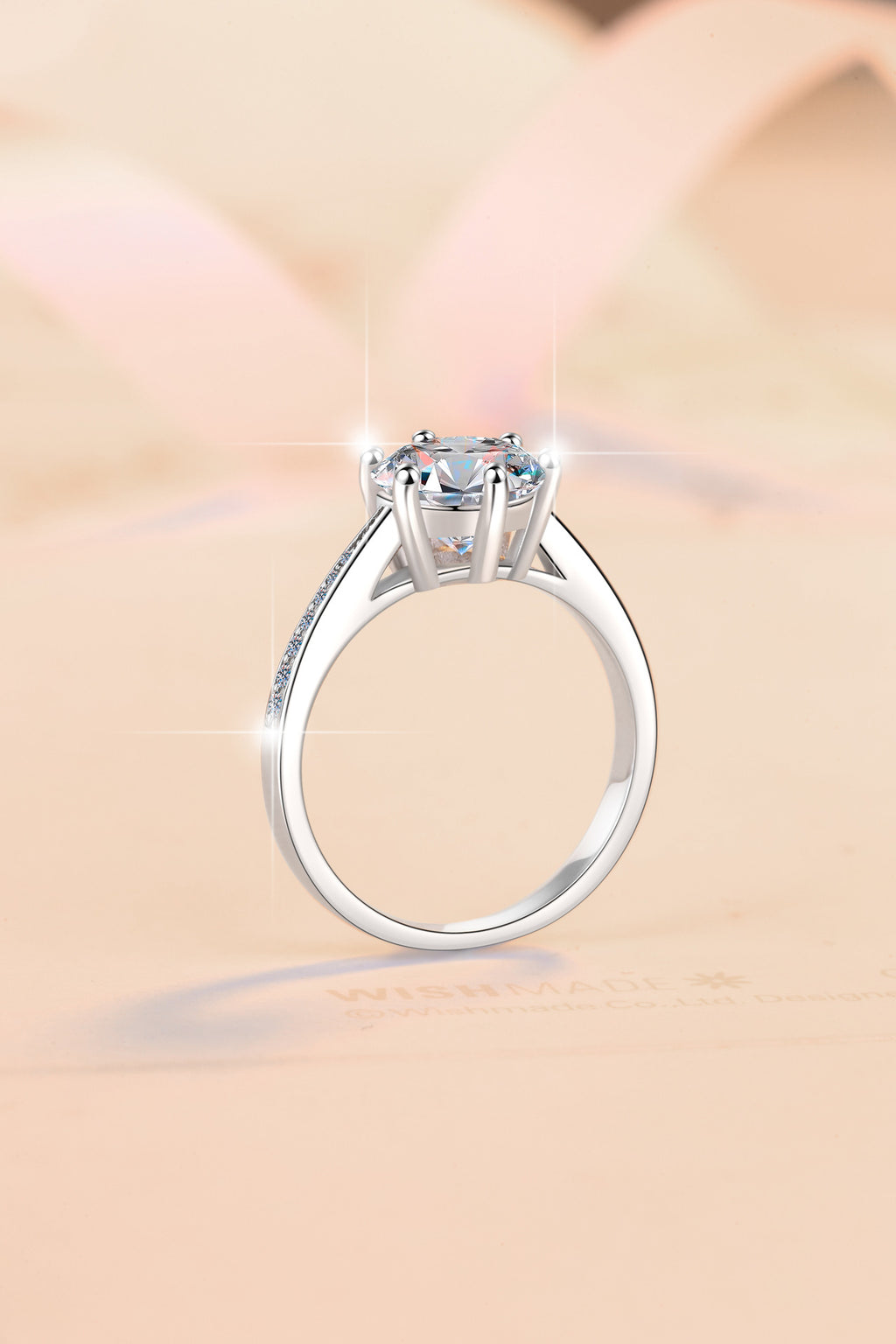GRA Moissanite Ring – 925 Sterling Silver, Adjustable Open Band, Classic Six-Prong Crown Setting