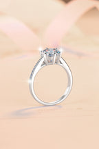 GRA Moissanite Ring – 925 Sterling Silver, Adjustable Open Band, Classic Six-Prong Crown Setting