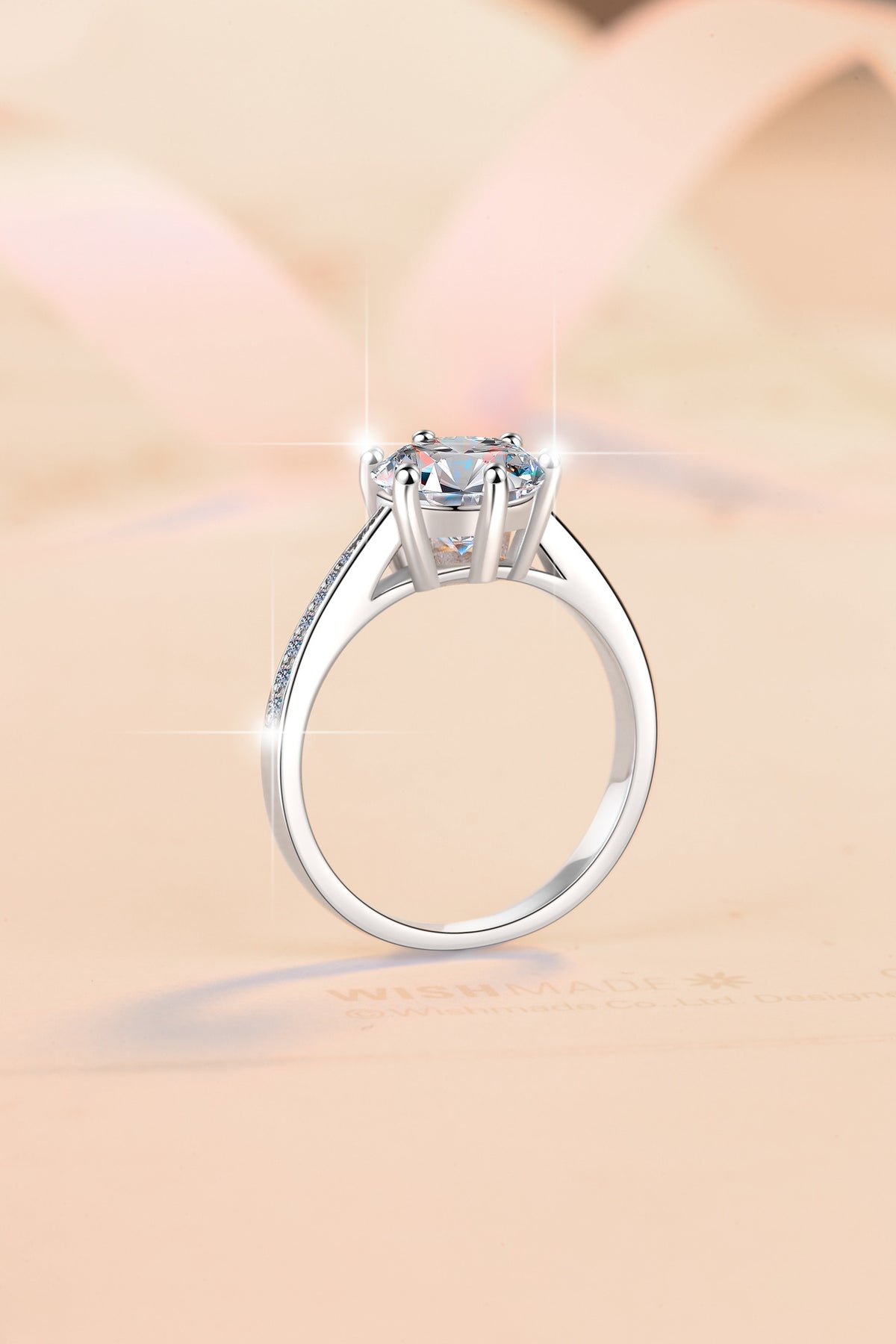 GRA Moissanite Ring – 925 Sterling Silver, Adjustable Open Band, Classic Six-Prong Crown Setting