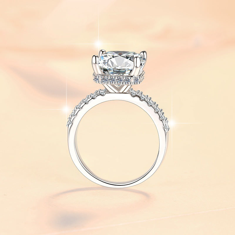 Radiant-cut 5-carat/10-carat oversized square-cut simulated moissanite ring – 925 sterling silver women's ring