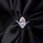 S925纯银D色VVS莫桑石马眼戒指2克拉612mm女轻奢仿真钻戒