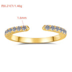 Korean-style trendy 925 sterling silver open ring for women; stackable row-style design, 18K gold-plated, versatile Moissanite silver jewelry.