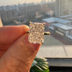 辉之翼珠宝S925银分金色913mm长方冰花切戒指女直播小红书欧美跨