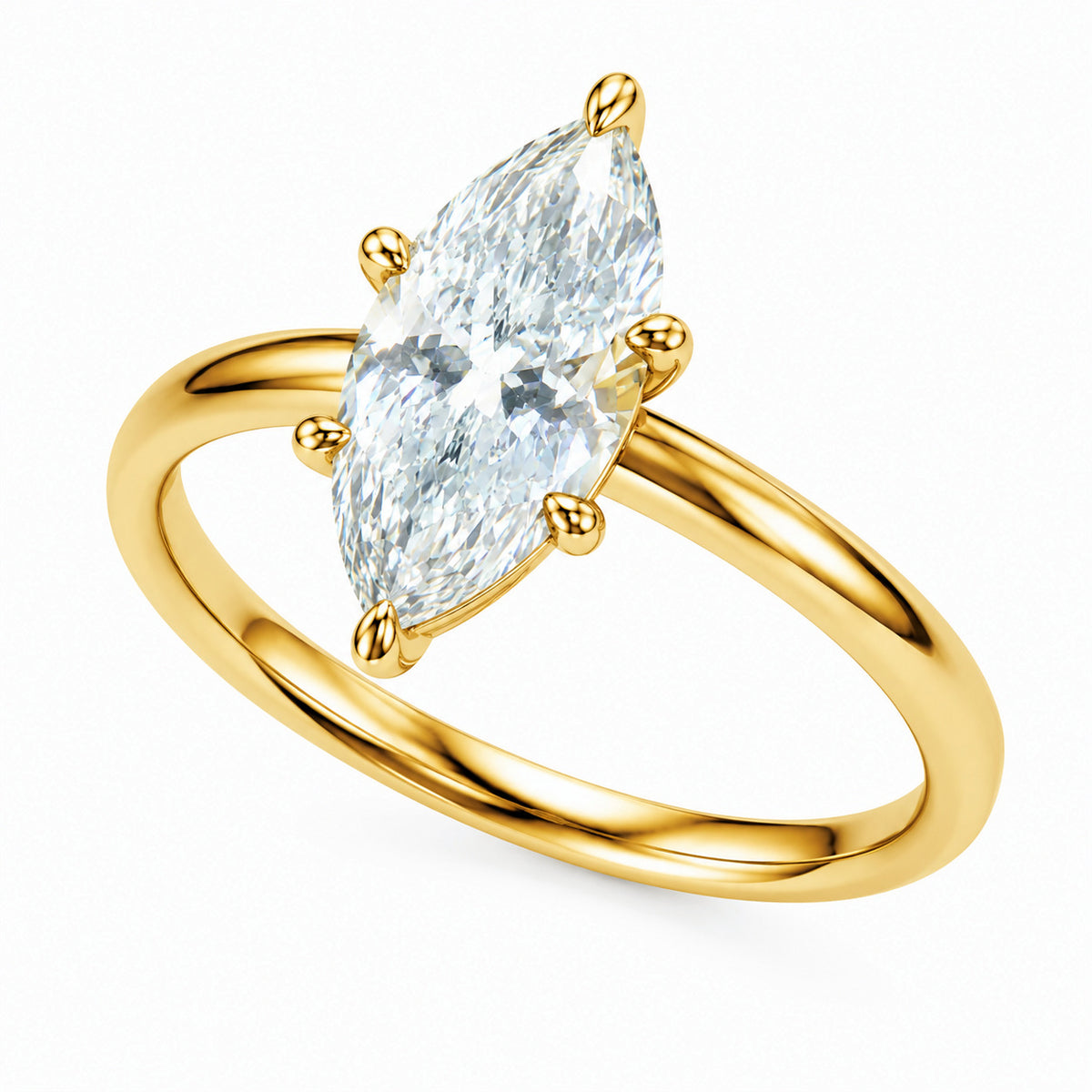 Minimalist and stylish Marquise-cut Moissanite ring with a six-prong setting, crafted from S925 sterling silver.
