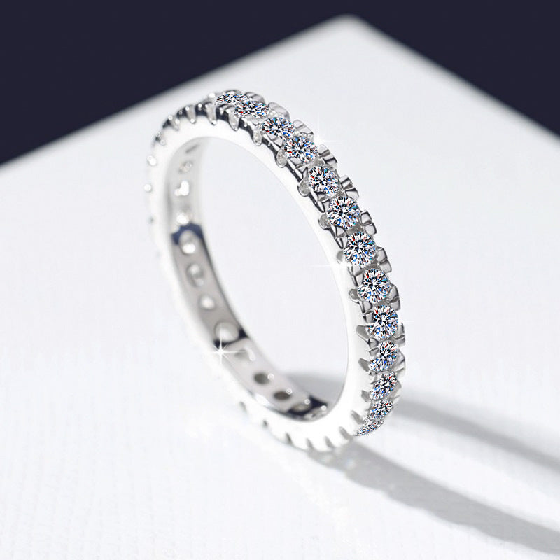 "Instagram-style" GRA Moissanite ring for women—minimalist, affordable luxury S925 sterling silver jewelry.