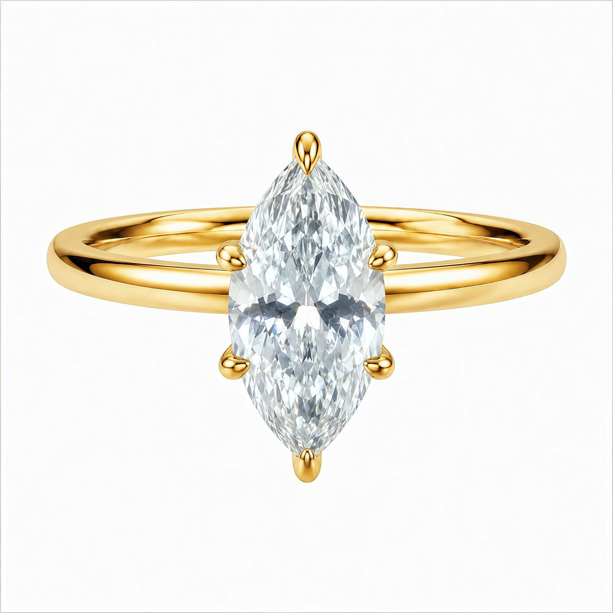 Minimalist and stylish Marquise-cut Moissanite ring with a six-prong setting, crafted from S925 sterling silver.